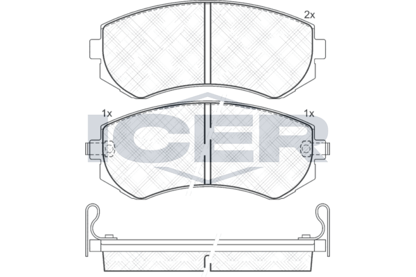 Комплект гальмівних накладок, дискове гальмо, Icer 181517