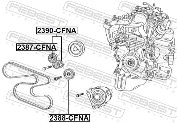 FEBEST 2390-CFNA Belt Tensioner, V-ribbed belt