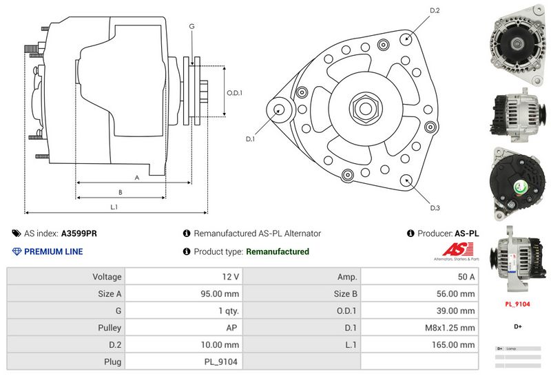 AS-PL A3599PR Alternator