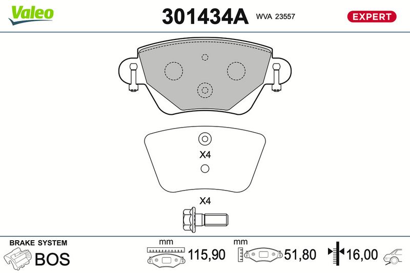 set placute frana,frana disc VALEO 301434A