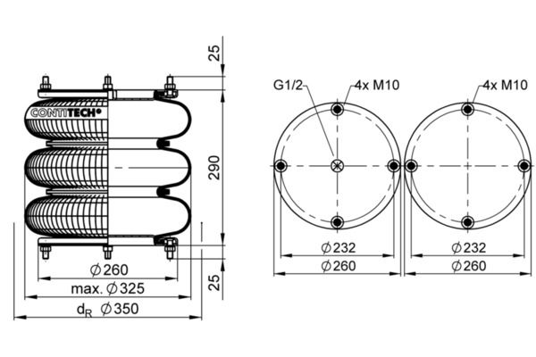 Mech, pneumatické odpružení FT 412-32 1/2 M10