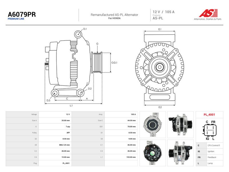 Generaator, AS-PL A6079PR