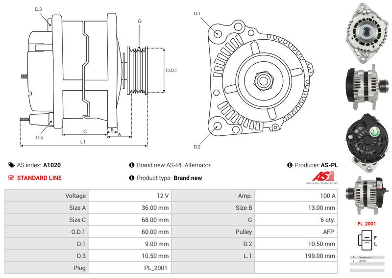 AS-PL A1020 Alternator