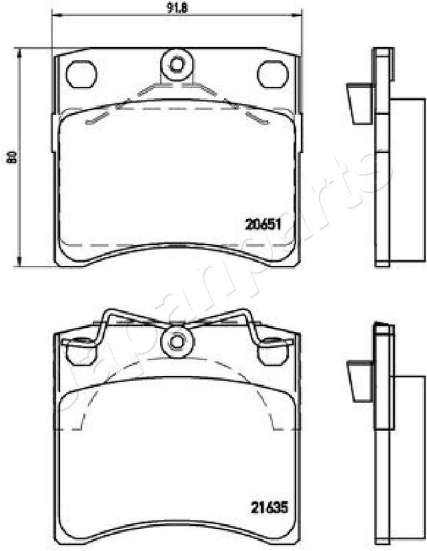 Комплект гальмівних накладок, дискове гальмо, Japanparts PA-0950AF