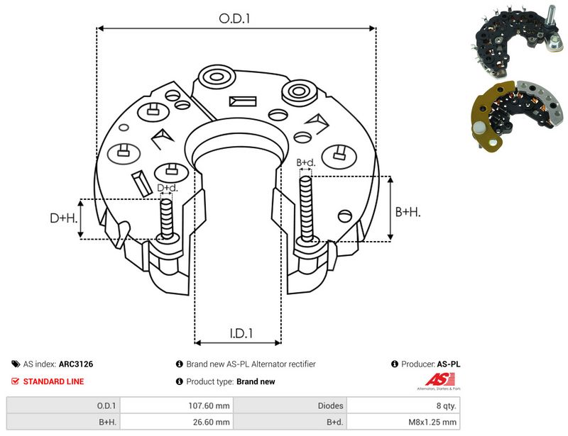 AS-PL ARC3126 Rectifier, alternator