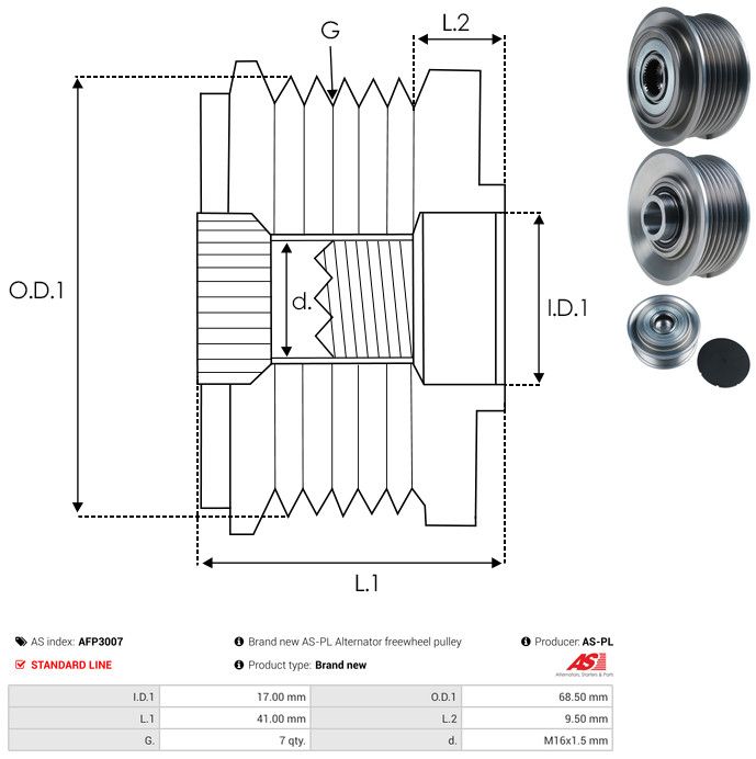 AS-PL AFP3007 Alternator Freewheel Clutch