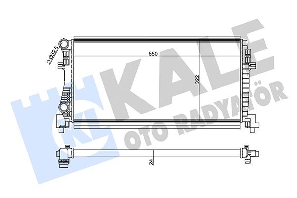 KALE Volkswagen Радіатор охолодження двиг. Golf VII, Touran, 1,6TDI 13-, Audi A3 1,6TDI 12-, Skoda Octavia III 1.2TSI/1.