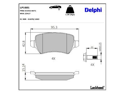 DELPHI LP1681 Brake Pad Set, disc brake