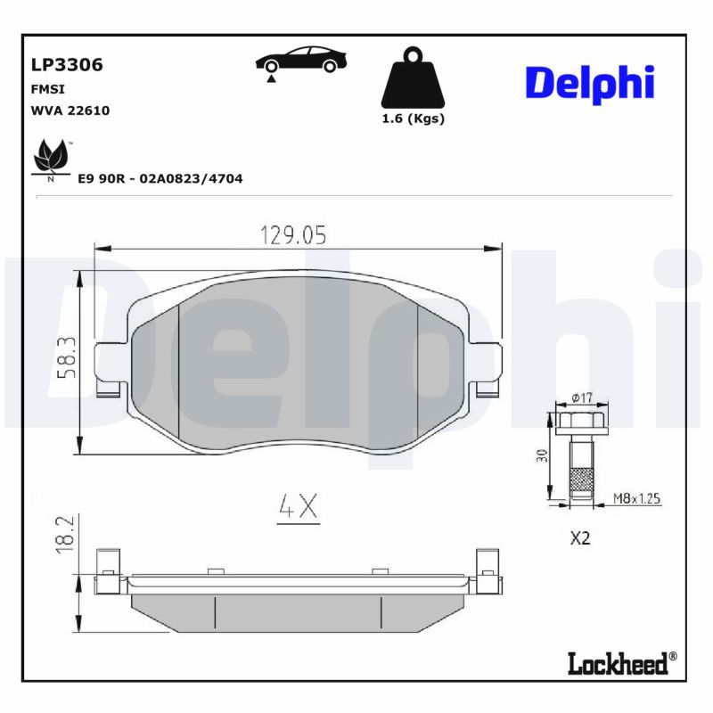 Piduriklotsi komplekt, ketaspidur, DELPHI LP3306