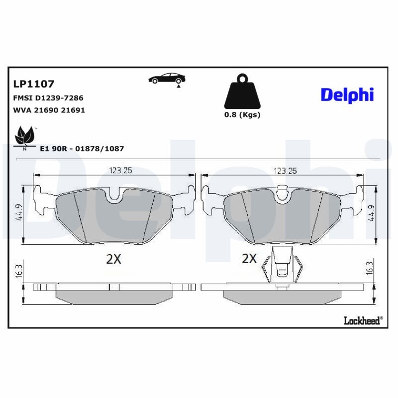 Piduriklotsi komplekt, ketaspidur, DELPHI LP1107
