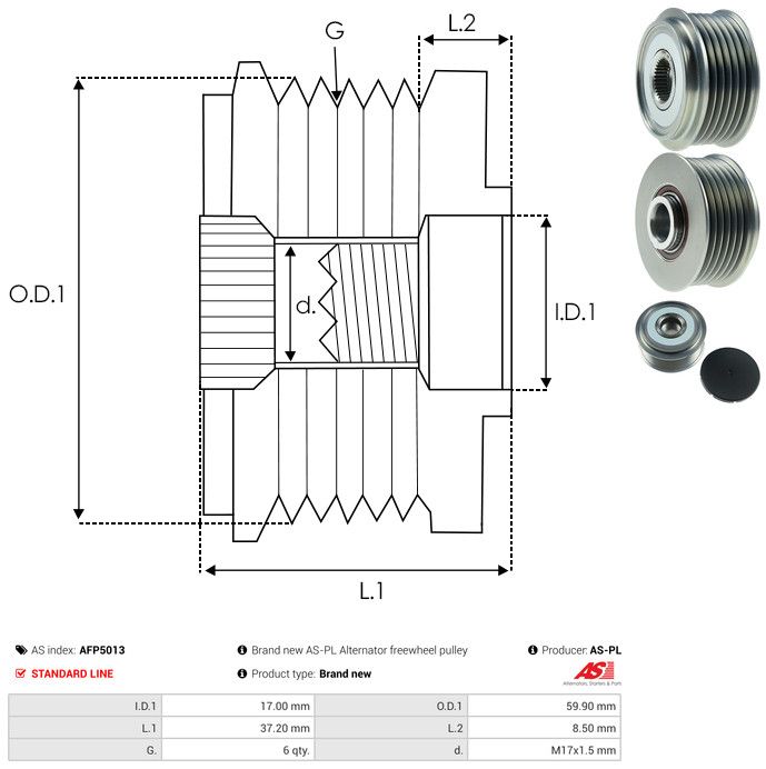 AS-PL AFP5013 Alternator Freewheel Clutch