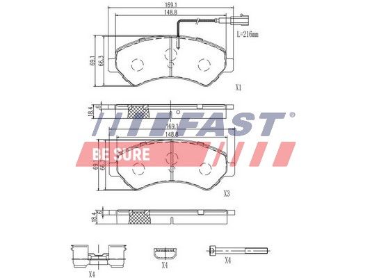 Комплект гальмівних накладок, дискове гальмо, Fast FT29132