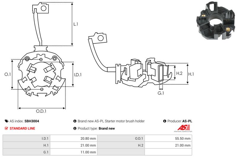 Kinnitus, süsinikuharjad, AS-PL SBH3004