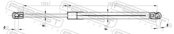 FEBEST 02117-009 Gas Spring, bonnet
