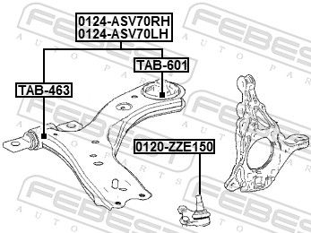 Важіль підвіски, підвіска коліс, Febest 0124-ASV70RH