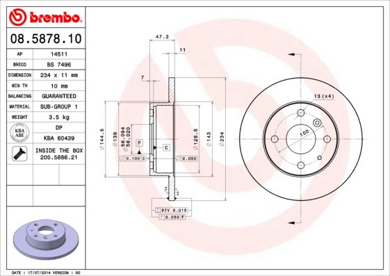 BREMBO Remschijf 08.5878.10