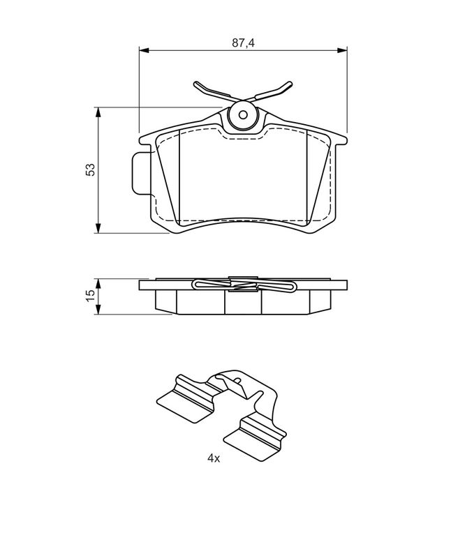 Piduriklotsi komplekt, ketaspidur, BOSCH 0 986 494 597