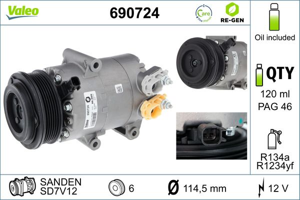 VALEO Compressor, airconditioning 690724