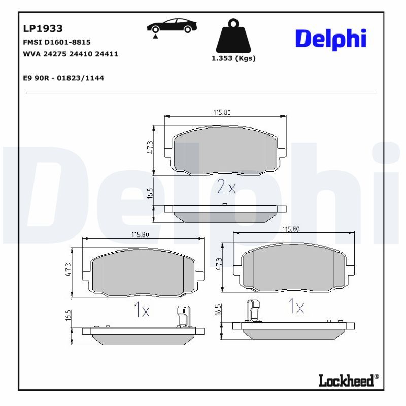 DELPHI LP1933 Brake Pad Set, disc brake