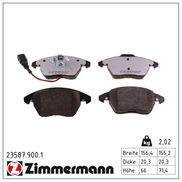 комплект спирачно феродо, дискови спирачки ZIMMERMANN