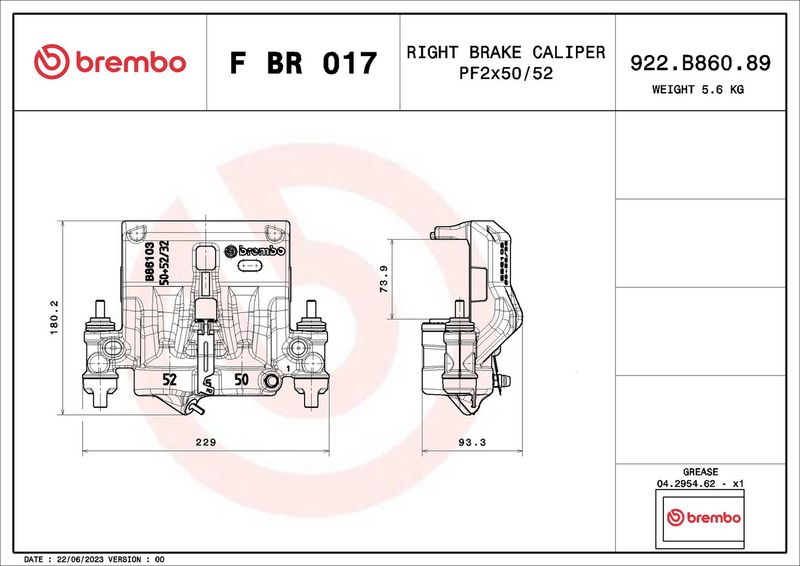 BREMBO FBR017 Brake Caliper