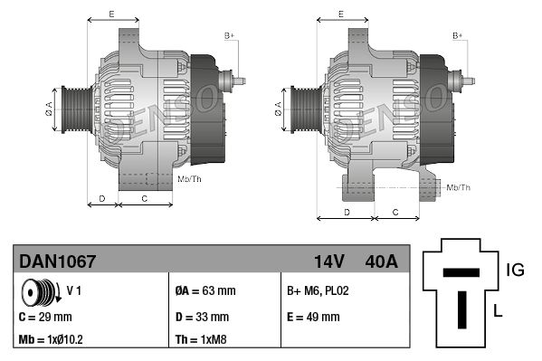 DENSO DAN1067 Alternator
