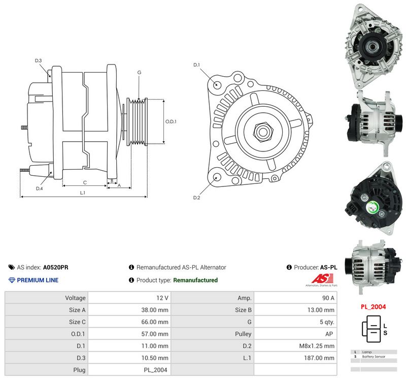 Generaator, AS-PL A0520PR