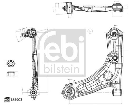 FEBI BILSTEIN 185903 Рычаг подвески (передний/снизу) (L) Citroen C1 II/Toyota Aygo 14-