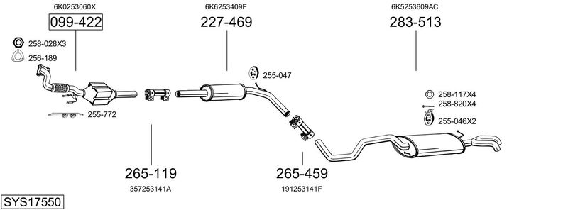 BOSAL kipufogórendszer SYS17550