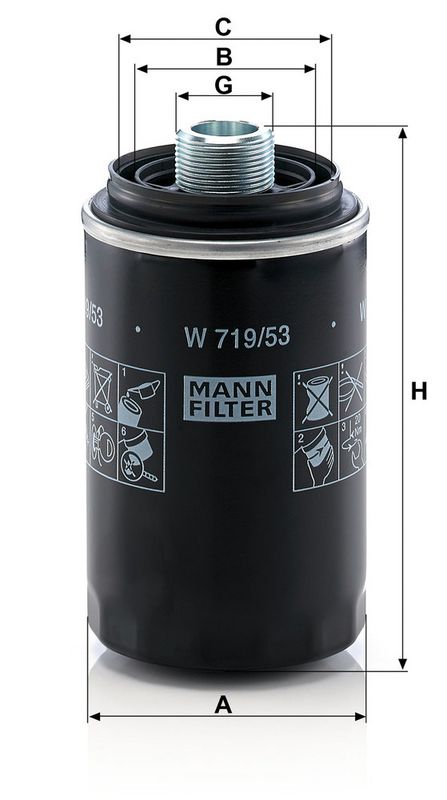 Õlifilter, MANN-FILTER W 719, 53