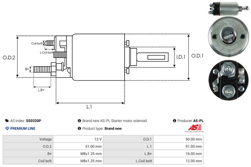 AS-PL SS0320P Solenoid Switch, starter