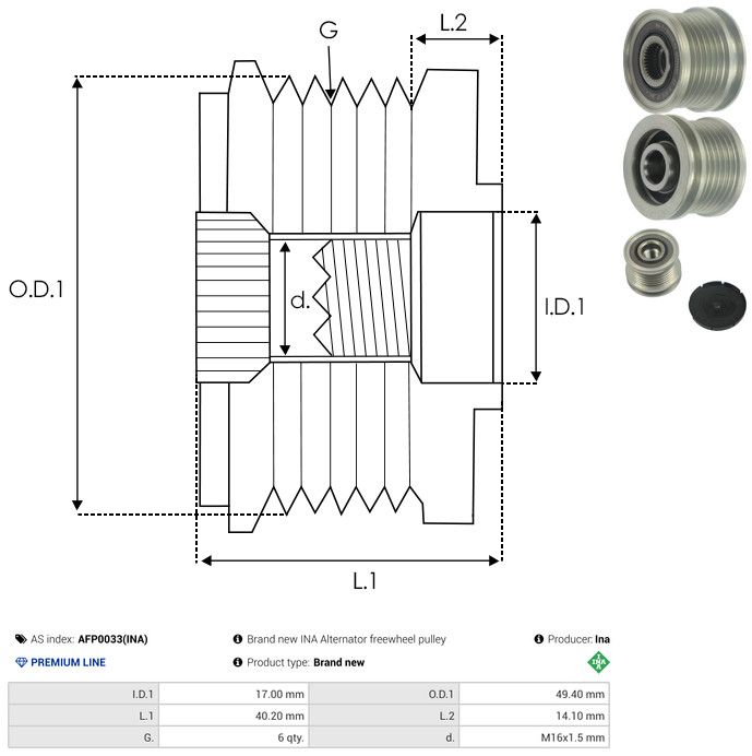 AS-PL AFP0033(INA) Alternator Freewheel Clutch