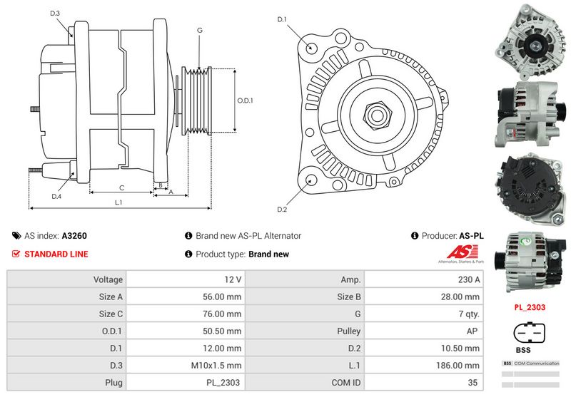 AS-PL A3260 Alternator