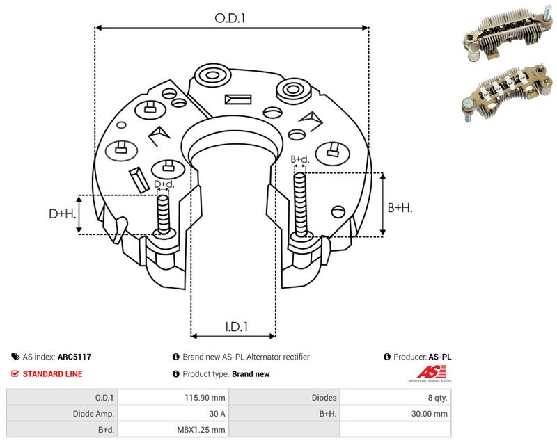 AS-PL ARC5117 Rectifier, alternator