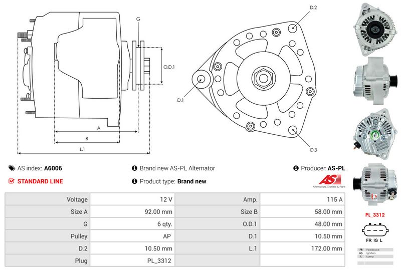 AS-PL A6006 Alternator