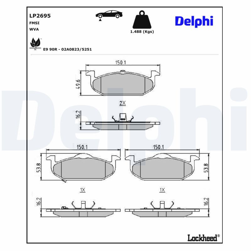 Piduriklotsi komplekt, ketaspidur, DELPHI LP2695