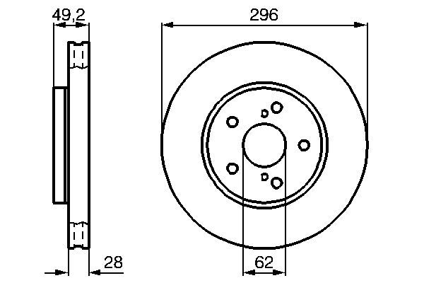 BOSCH диск гальмівний передній вентил. TOYOTA Camry 01-06 296*28