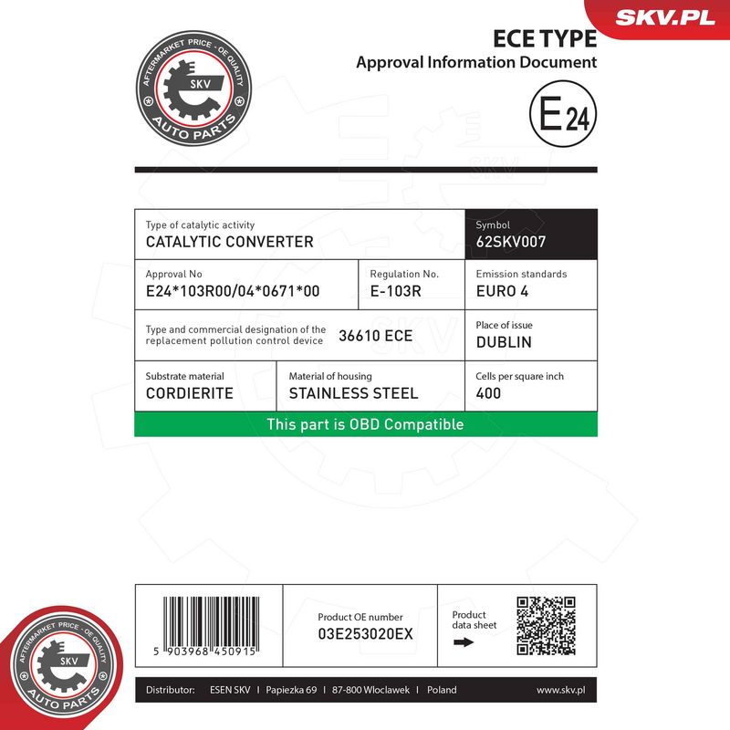 Katalüsaator, ESEN SKV 62SKV007