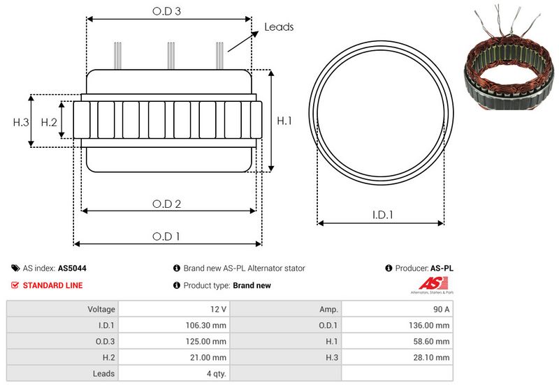 AS-PL AS5044 Stator, alternator