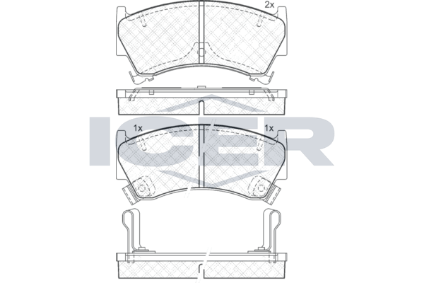 Комплект гальмівних накладок, дискове гальмо, Icer 181153