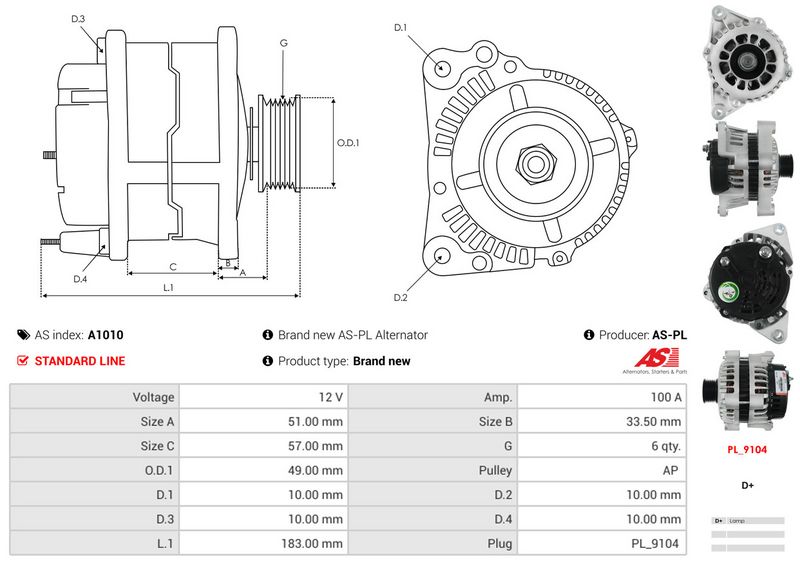 AS-PL A1010 Alternator