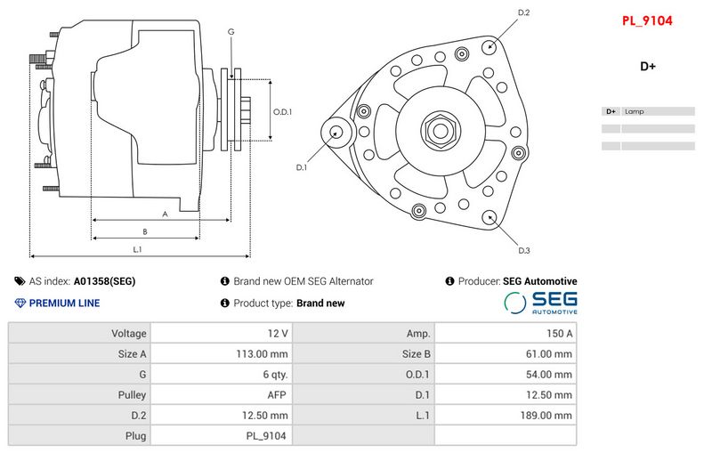 Brand new OEM SEG Alternator