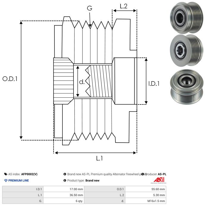 AS-PL AFP0002(V) Alternator Freewheel Clutch