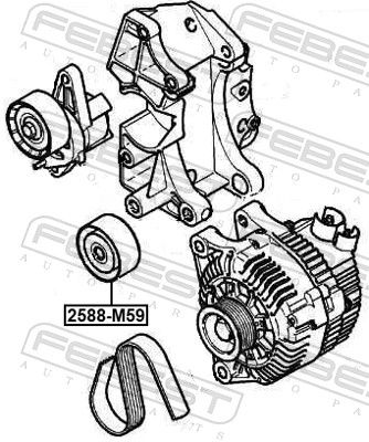 Відвідний/напрямний ролик, поліклиновий ремінь, Febest 2588-M59