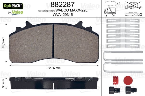 VALEO Brake Pad Set, disc brake 882287