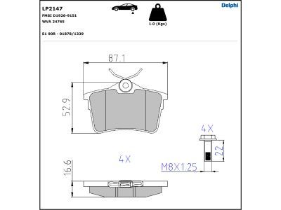 DELPHI LP2147 Brake Pad Set, disc brake