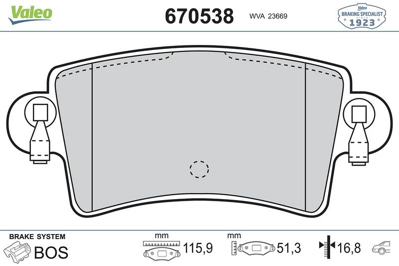 Plaquettes+de+frein+à+disque VALEO 670538
