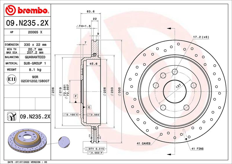 BREMBO Remschijf 09.N235.2X