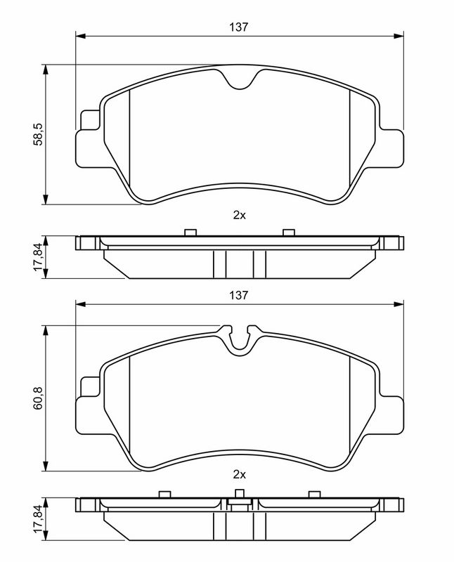 Piduriklotsi komplekt, ketaspidur, BOSCH 0 986 494 796