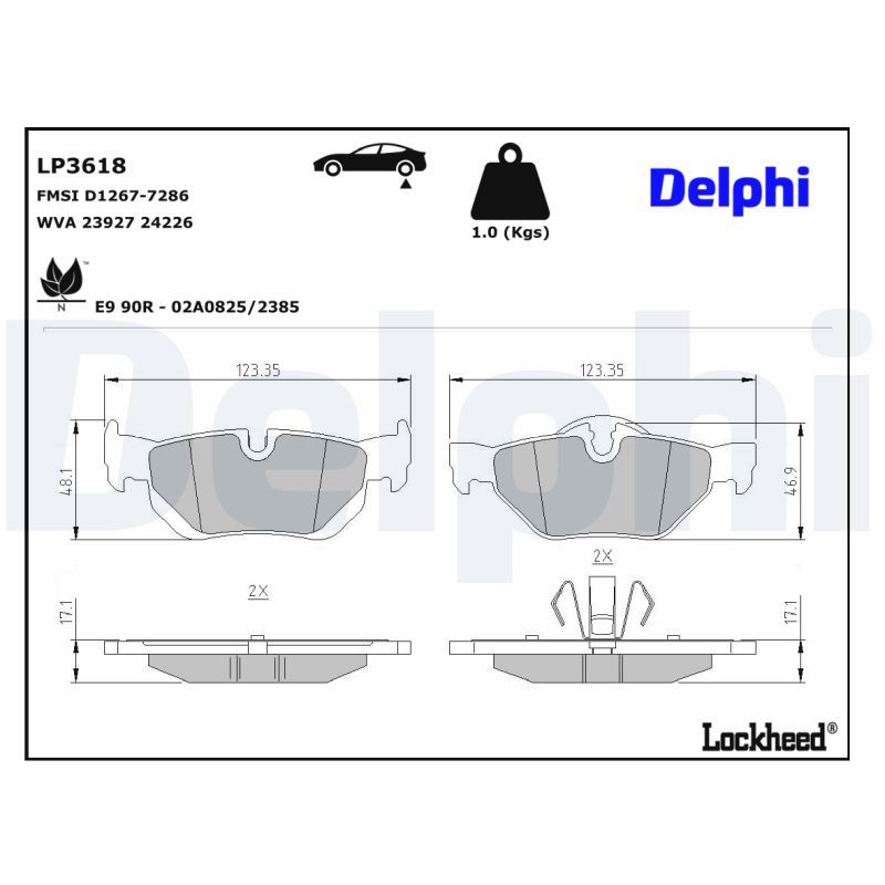 DELPHI LP3618 Brake Pad Set, disc brake
